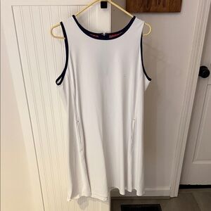 Tommy Bahama White Sleeveless Dress with navy blue Trim